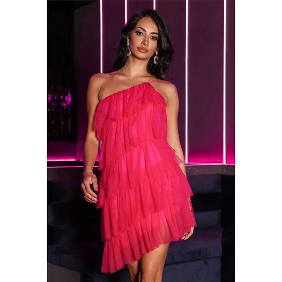 NWT Hello Molly Shaken Not Stirred Hot Pink Tulle Mini Dress - Sixe US 6 - Picture 1 of 15